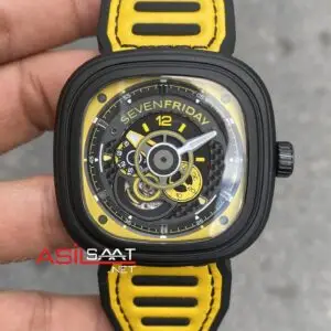SevenFriday Racing Team Yellow P Series 47 mm SF-P3B/03 Black Yellow Replika Saat SFP009