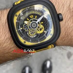 SevenFriday Racing Team Yellow P Series 47 mm SF-P3B/03 Black Yellow Replika Saat SFP009