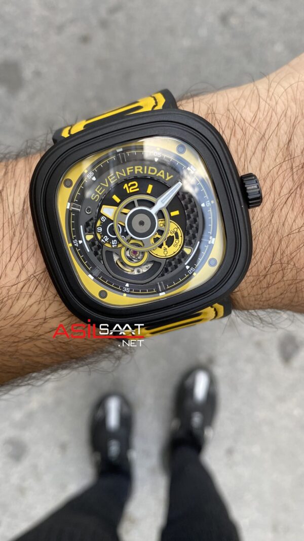 SevenFriday Racing Team Yellow P Series 47 mm SF-P3B/03 Black Yellow Replika Saat SFP009 SevenFriday Racing Team Yellow P Series 47 mm SF-P3B/03 Black Yellow Replika Saat SFP009