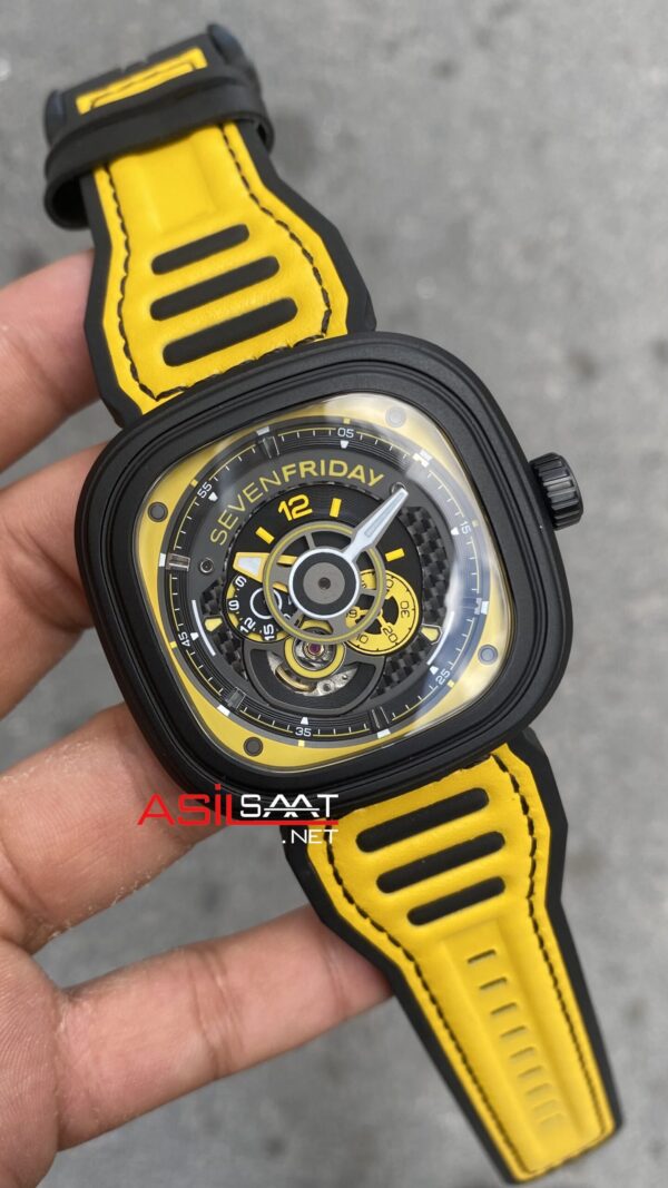 SevenFriday Racing Team Yellow P Series 47 mm SF-P3B/03 Black Yellow Replika Saat SFP009 SevenFriday Racing Team Yellow P Series 47 mm SF-P3B/03 Black Yellow Replika Saat SFP009