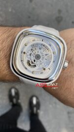 SevenFriday White P Series 47 mm SF-P1B/02 Silver Replika Saat SFP004
