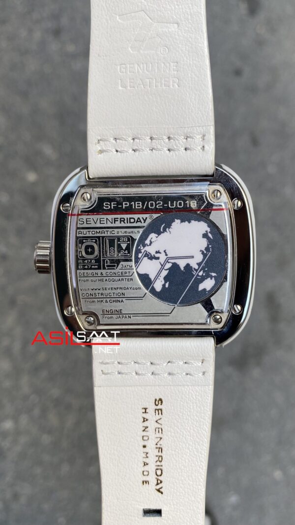 SevenFriday White P Series 47 mm SF-P1B/02 Silver Replika Saat SFP004