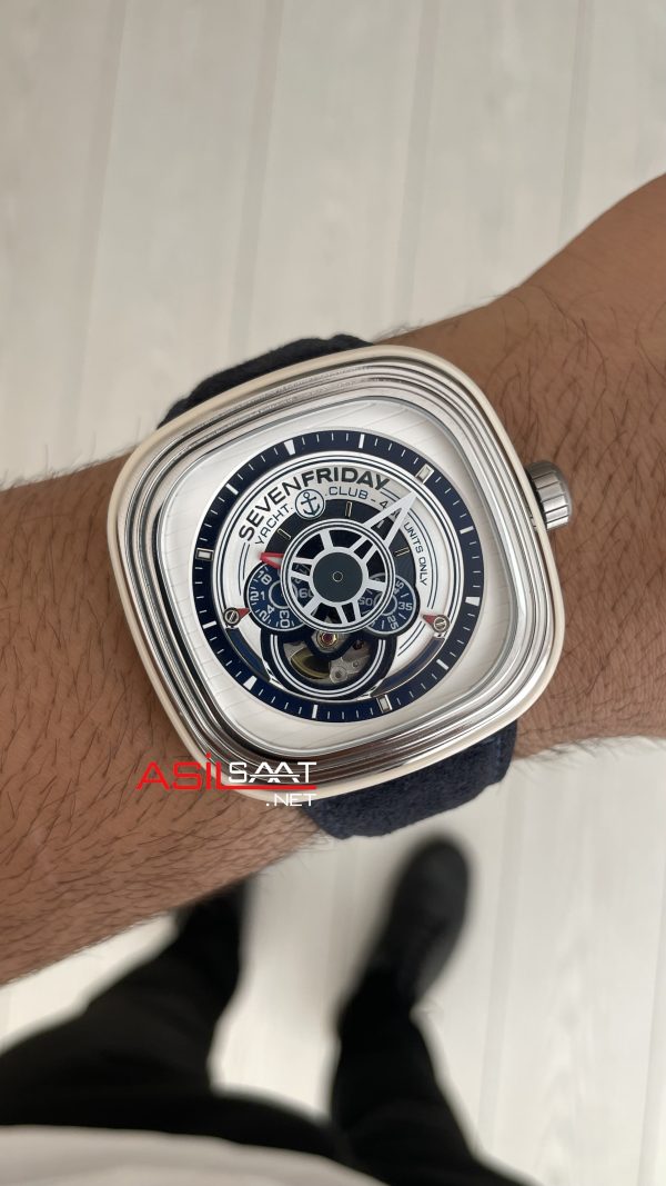 SevenFriday Yacht Club P Series P3/06 Silver Blue 47 mm Replika Saat SevenFriday Yacht Club P Series P3/06 Silver Blue 47 mm Replika Saat