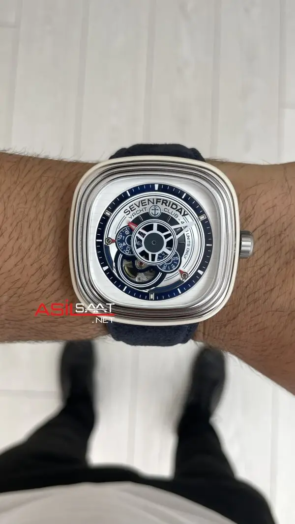 SevenFriday Yacht Club P Series P3/06 Silver Blue 47 mm Replika Saat