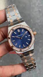 Audemars Piguet Kadın Saati Royal Oak Mavi Kadran Taşlı Bezel