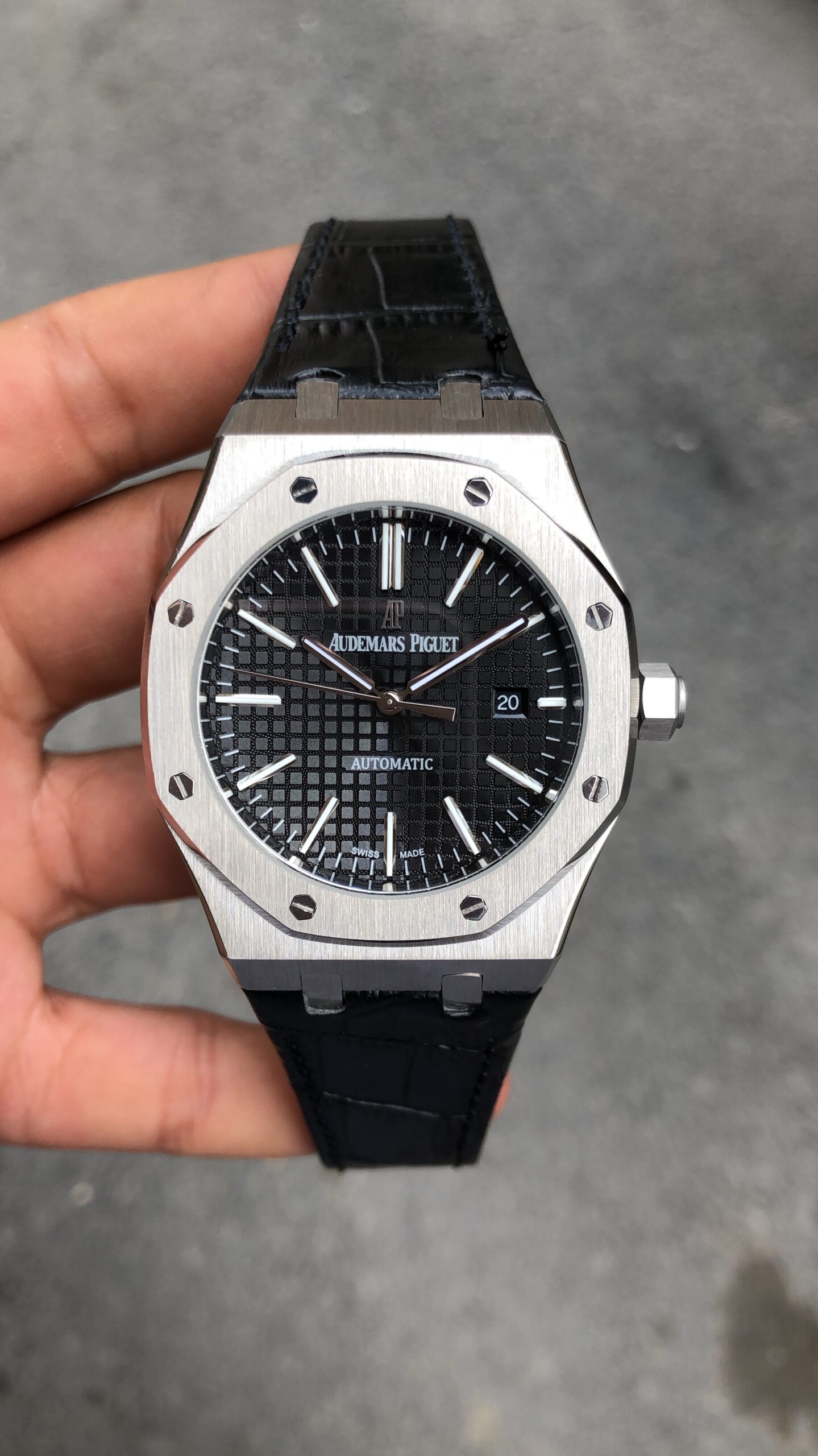 Audemars Piguet Royal Oak 15510ST Silver 41 mm Siyah Kadran Deri Kordon Audemars Piguet Royal Oak 15510ST Silver 41 mm Siyah Kadran Deri Kordon