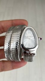 Bulgari Serpenti Tubogas Beyaz 101911 Ladies Silver 35mm 3 Sarmalı Kadın Kol Saati