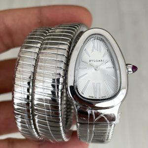 Bulgari Serpenti Tubogas Beyaz 101911 Ladies Silver 35mm 3 Sarmalı Kadın Kol Saati