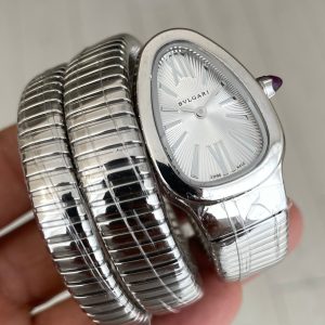 Bulgari Serpenti Tubogas Beyaz 101911 Ladies Silver 35mm 3 Sarmalı Kadın Kol Saati