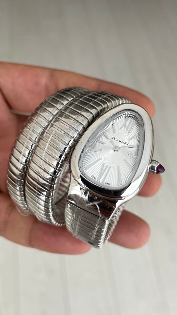 Bulgari Serpenti Tubogas Beyaz 101911 Ladies Silver 35mm 3 Sarmalı Kadın Kol Saati Bulgari Serpenti Tubogas Beyaz 101911 Ladies Silver 35mm 3 Sarmalı Kadın Kol Saati