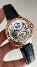 Cartier Ballon Bleu Skeleton Rose Tourbillon Moonphase 42mm Replika Saat