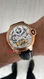 Cartier Ballon Bleu Skeleton Rose Tourbillon Moonphase 42mm Replika Saat