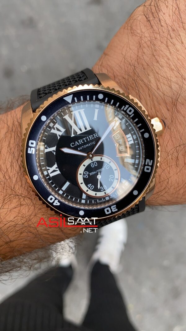 Cartier Calibre De Diver W7100052 Rose Kasa Siyah Cartier Calibre De Diver W7100052 Rose Kasa Siyah