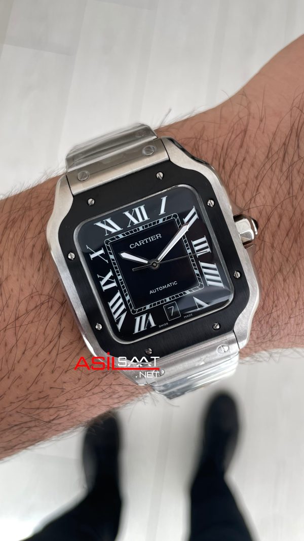 Cartier Santos Siyah WSSA0037 Large PVD Bezel Cartier Santos Siyah WSSA0037 Large PVD Bezel