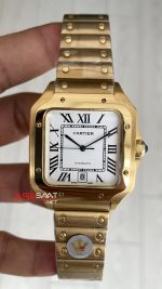 Cartier Santos WSSA0018 Beyaz Large 40mm Gold Replika Saat