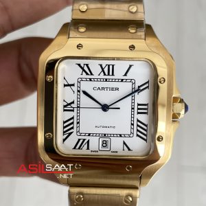 Cartier Santos WSSA0018 Beyaz Large 40mm Gold Replika Saat
