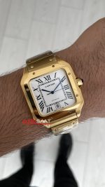 Cartier Santos WSSA0018 Beyaz Large 40mm Gold Replika Saat