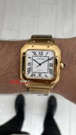 Cartier Santos WSSA0018 Beyaz Large 40mm Gold Replika Saat
