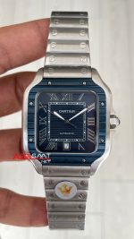 Cartier Santos WSSA0048 Mavi Large PVD Bezel Replika Saat