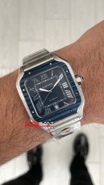 Cartier Santos WSSA0048 Mavi Large PVD Bezel Replika Saat