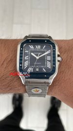 Cartier Santos WSSA0048 Mavi Large PVD Bezel Replika Saat