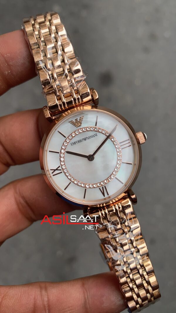 Emporio Armani AR 1909 Rose Taşlı Beyaz Kadran Emporio Armani AR 1909 Rose Taşlı Beyaz Kadran