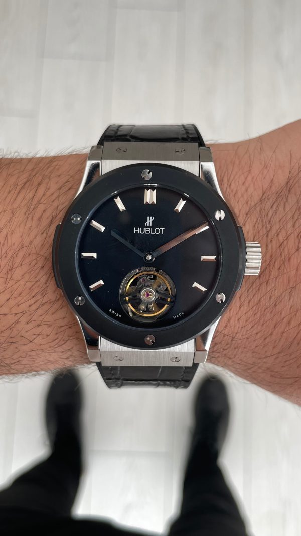 Hublot Classic Fusion Tourbillon Siyah 42mm PVD Black Silver Replika Saat Hublot Classic Fusion Tourbillon Siyah 42mm PVD Black Silver Replika Saat