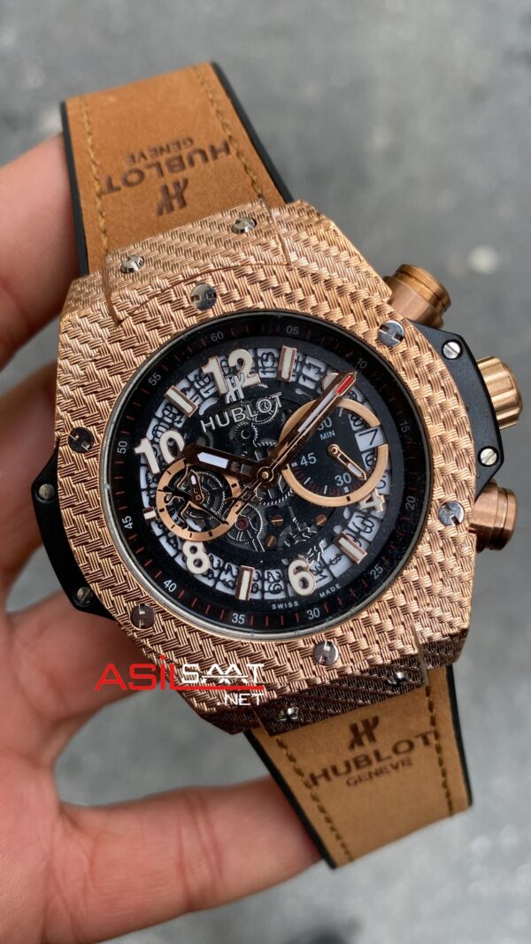 Hublot Unico Big Bang King 441 OX Rose 45 mm Kahverengi Kordon Hublot Unico Big Bang King 441 OX Rose 45 mm Kahverengi Kordon