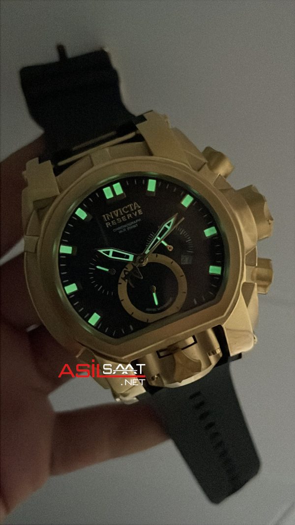 Invicta Magnum Zeus Bolt Reserve Siyah 25607 Gold 52mm Replika Saat
