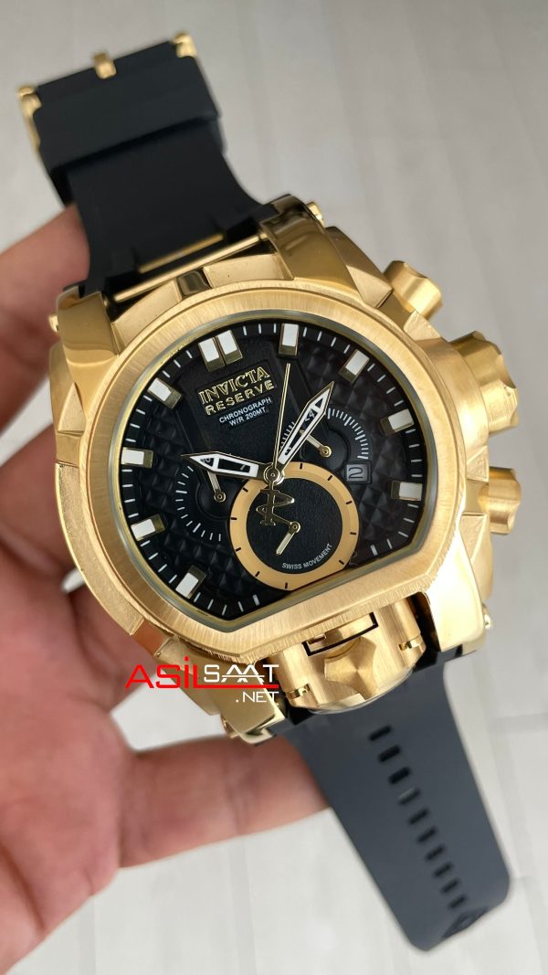 Invicta Magnum Zeus Bolt Reserve Siyah 25607 Gold 52mm Replika Saat