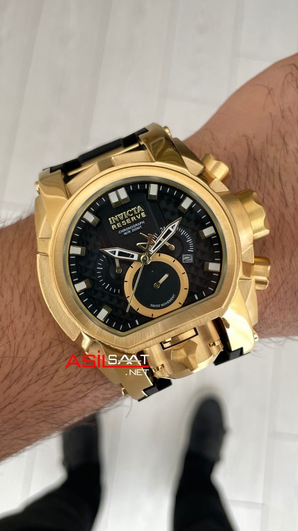 Invicta Magnum Zeus Bolt Reserve Siyah 25607 Gold 52mm Replika Saat