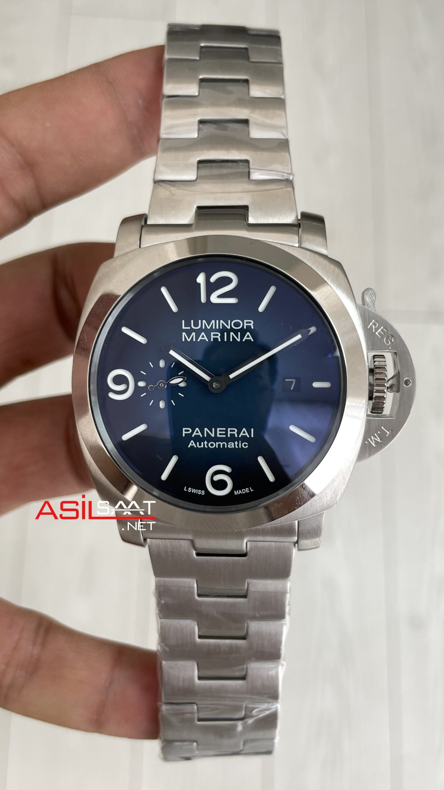 Panerai Luminor Marina PAM01316 Mavi Kadran 44mm Silver Replika Saat Panerai Luminor Marina PAM01316 Mavi Kadran 44mm Silver Replika Saat