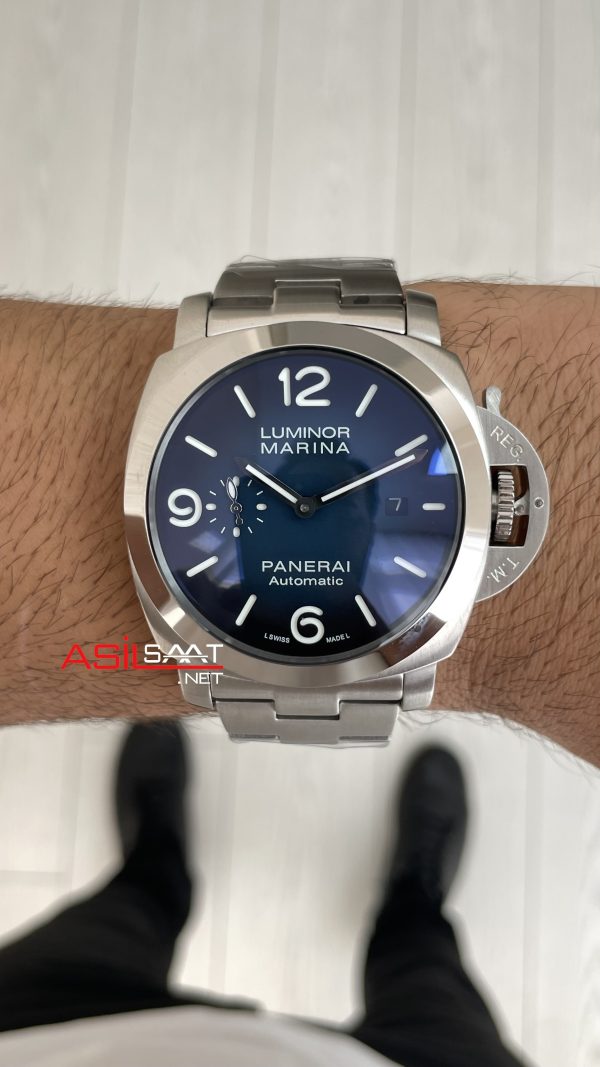 Panerai Luminor Marina PAM01316 Mavi Kadran 44mm Silver Replika Saat Panerai Luminor Marina PAM01316 Mavi Kadran 44mm Silver Replika Saat