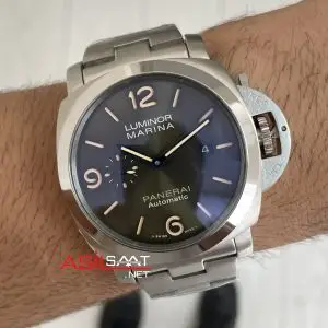 Panerai Luminor Marina Quaranta Verde Militare PAM1304 Yeşil Kadran 44mm Silver Replika Saat