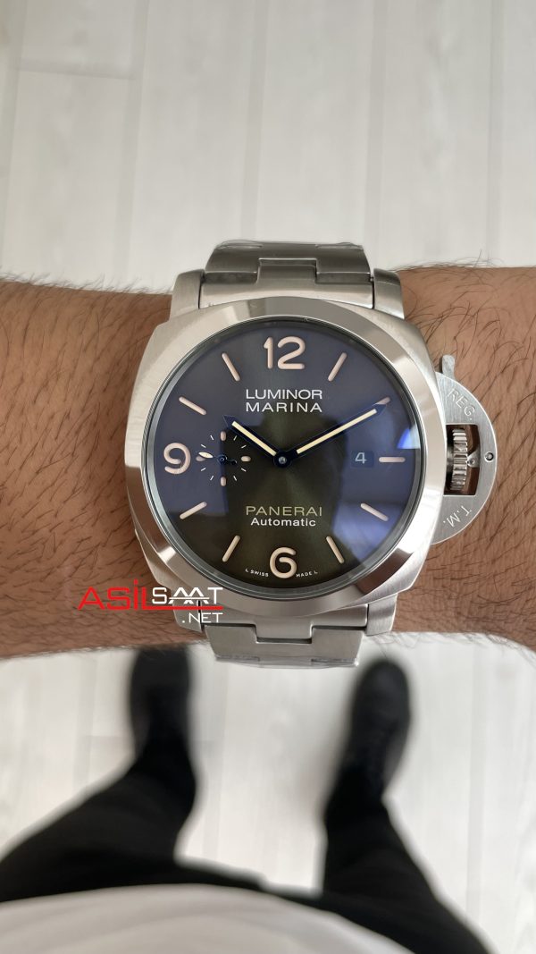 Panerai Luminor Marina Quaranta Verde Militare PAM1304 Yeşil Kadran 44mm Silver Replika Saat Panerai Luminor Marina Quaranta Verde Militare PAM1304 Yeşil Kadran 44mm Silver Replika Saat