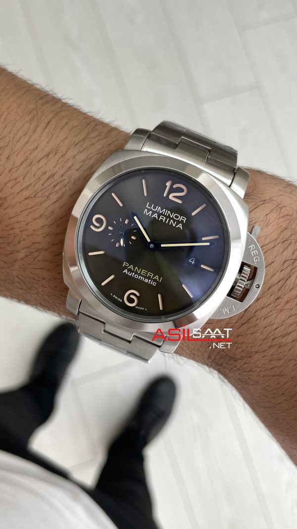 Panerai Luminor Marina Quaranta Verde Militare PAM1304 Yeşil Kadran 44mm Silver Replika Saat Panerai Luminor Marina Quaranta Verde Militare PAM1304 Yeşil Kadran 44mm Silver Replika Saat