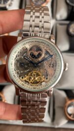 Patek Philippe Geneve Skeleton Tourbillon Silver Beyaz Kadran
