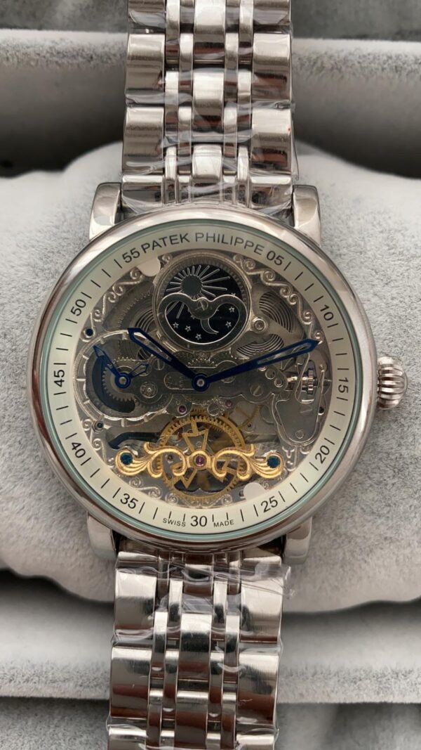 Patek Philippe Geneve Skeleton Tourbillon Silver Beyaz Kadran