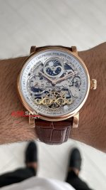 Patek Philippe Geneve Tourbillon İskelet Kahverengi Rose Skeleton Replika Saat