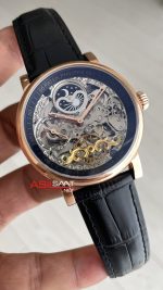 Patek Philippe Geneve Tourbillon İskelet Siyah Kadran 42mm Rose Skeleton Replika Saat