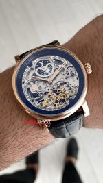 Patek Philippe Geneve Tourbillon İskelet Siyah Kadran 42mm Rose Skeleton Replika Saat