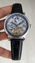 Patek Philippe Geneve Tourbillon İskelet Siyah Kadran 42mm Silver Skeleton Replika Saat