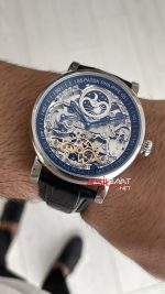 Patek Philippe Geneve Tourbillon İskelet Siyah Kadran 42mm Silver Skeleton Replika Saat