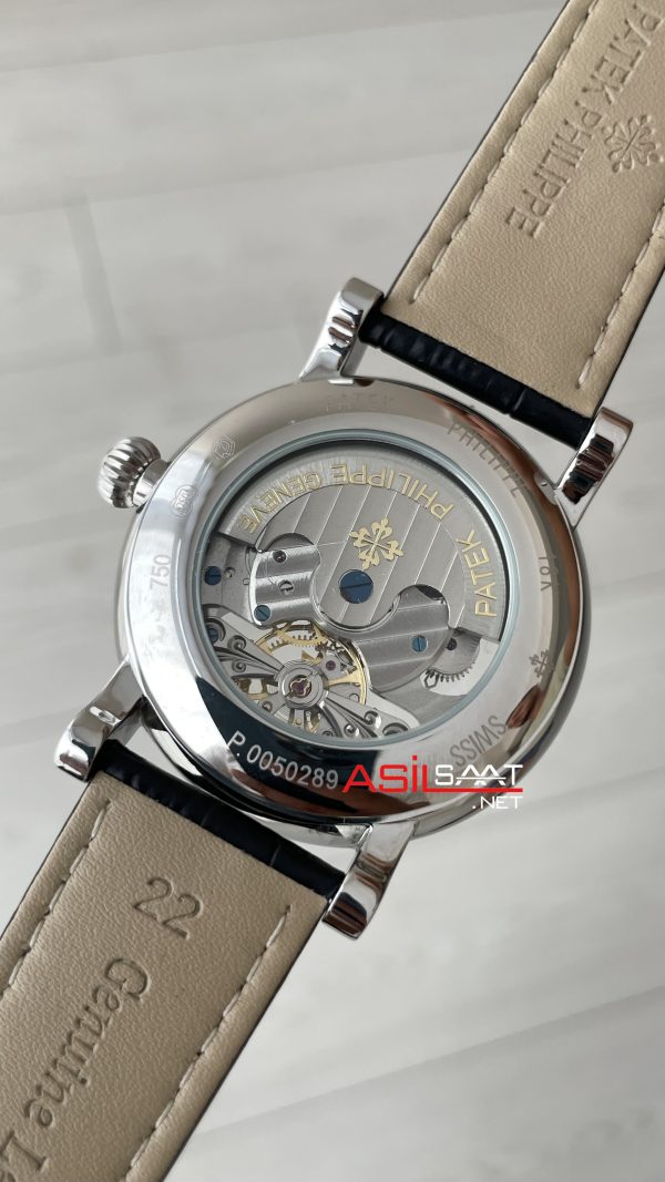 Patek Philippe Geneve Tourbillon İskelet Siyah Kadran 42mm Silver Skeleton Replika Saat