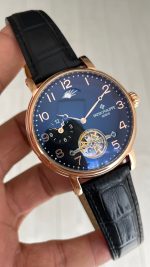 Patek Philippe Geneve Tourbillon Moonphase Rose Siyah Kadran 42 mm Replika Saat