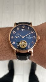 Patek Philippe Geneve Tourbillon Moonphase Rose Siyah Kadran 42 mm Replika Saat