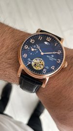Patek Philippe Geneve Tourbillon Moonphase Rose Siyah Kadran 42 mm Replika Saat