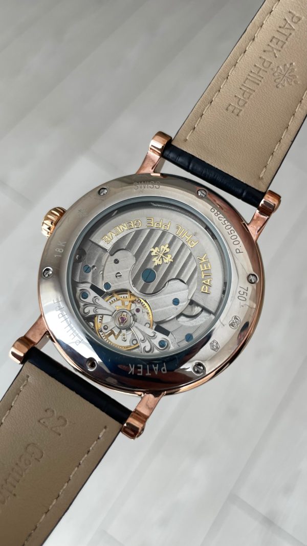 Patek Philippe Geneve Tourbillon Moonphase Rose Siyah Kadran 42 mm Replika Saat