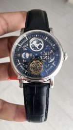 Patek Philippe Geneve Tourbillon Moonphase Skeleton Siyah Kadran 42 mm İskelet Replika Saat