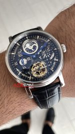 Patek Philippe Geneve Tourbillon Moonphase Skeleton Siyah Kadran 42 mm İskelet Replika Saat